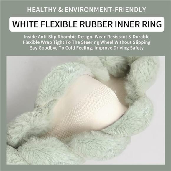 Luxury Fluffy Winter Car Steering Wheel Cover for Women Soft Warm Plush Cute - Picture 5 of 8